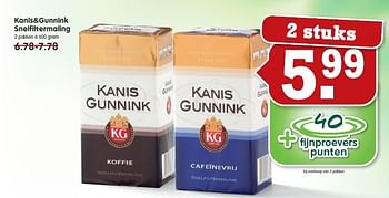 Aanbiedingen Kanis+gunnink snelfiltermaling 2 stuks - Kanis Gunnink - Geldig van 28/09/2014 tot 04/10/2014 bij Em-té