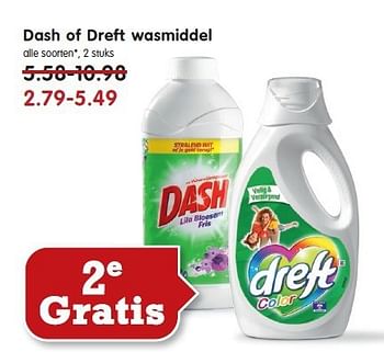 Aanbiedingen Dash of dreft wasmiddel - Dash - Geldig van 28/09/2014 tot 04/10/2014 bij Em-té