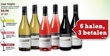 Aanbiedingen Cape heights chardonnay, rosé of pinotage zuid-afrika - Rode wijnen - Geldig van 28/09/2014 tot 04/10/2014 bij Em-té