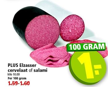 Aanbiedingen Plus elzasser cervelaat of salami - Huismerk - Plus - Geldig van 28/09/2014 tot 04/10/2014 bij Plus