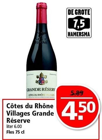 Aanbiedingen Côtes du rhône villages grande réserve - Rode wijnen - Geldig van 28/09/2014 tot 04/10/2014 bij Plus