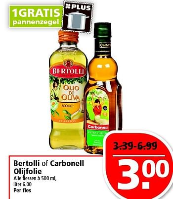 Aanbiedingen Bertolli of carbonell olijfolie - Bertolli - Geldig van 28/09/2014 tot 04/10/2014 bij Plus