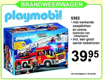 Aanbiedingen Brandweerwagen 5362 - Playmobil - Geldig van 29/09/2014 tot 19/10/2014 bij Van Cranenbroek
