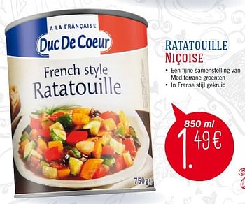 Aanbiedingen Ratatouille niçoise - Duc De Coeur - Geldig van 29/09/2014 tot 05/10/2014 bij Lidl
