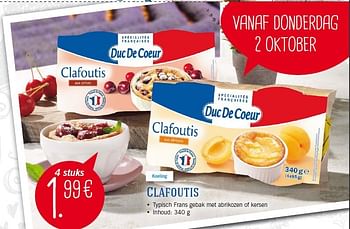 Aanbiedingen Clafoutis - Duc De Coeur - Geldig van 29/09/2014 tot 05/10/2014 bij Lidl