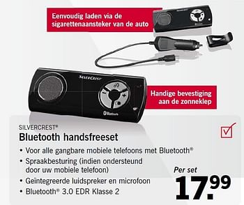 Aanbiedingen Silvercrest bluetooth handsfreeset - SilverCrest - Geldig van 29/09/2014 tot 05/10/2014 bij Lidl