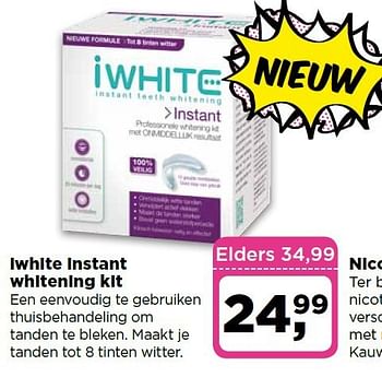 Aanbiedingen Iwhite instant whitening kit - Huismerk - Dirx Drogisterijen - Geldig van 30/09/2014 tot 06/10/2014 bij Dirx Drogisterijen