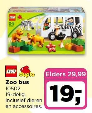 Aanbiedingen Lego zoo bus 10502. 19-delig. inclusief dieren en accessoires - Lego - Geldig van 30/09/2014 tot 06/10/2014 bij Dirx Drogisterijen