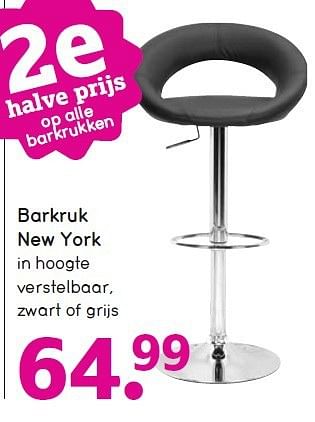 Aanbiedingen Barkruk new york in hoogte verstelbaar, zwart of grijs - Huismerk - Leen Bakker - Geldig van 12/10/2014 tot 25/10/2014 bij Leen Bakker