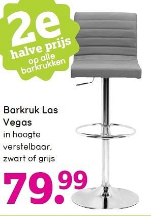 Aanbiedingen Barkruk las vegas in hoogte verstelbaar, zwart of grijs - Huismerk - Leen Bakker - Geldig van 12/10/2014 tot 25/10/2014 bij Leen Bakker
