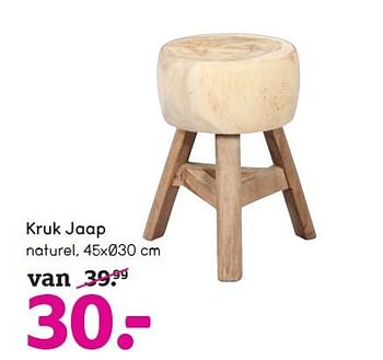 Aanbiedingen Kruk jaap naturel - Huismerk - Leen Bakker - Geldig van 12/10/2014 tot 25/10/2014 bij Leen Bakker