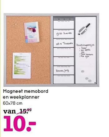 Aanbiedingen Magneet memobord en weekplanner - Huismerk - Leen Bakker - Geldig van 12/10/2014 tot 25/10/2014 bij Leen Bakker