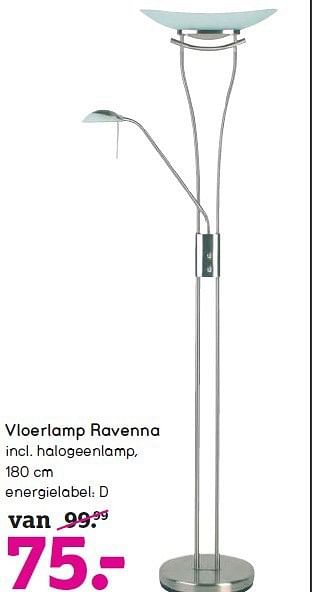 Aanbiedingen Vloerlamp ravenna incl. halogeenlamp - Huismerk - Leen Bakker - Geldig van 12/10/2014 tot 25/10/2014 bij Leen Bakker