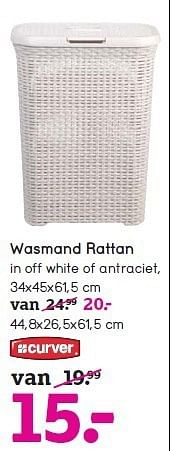 Aanbiedingen Wasmand rattan in off white of antraciet - Curver - Geldig van 12/10/2014 tot 25/10/2014 bij Leen Bakker
