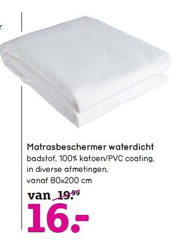 Aanbiedingen Matrasbeschermer waterdicht badstof, 100% katoen-pvc coating - Huismerk - Leen Bakker - Geldig van 12/10/2014 tot 25/10/2014 bij Leen Bakker
