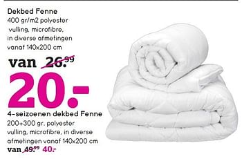 Aanbiedingen Dekbed fenne 400 gr-m2 polyester vulling, microfibre, in diverse afmetingen - Huismerk - Leen Bakker - Geldig van 12/10/2014 tot 25/10/2014 bij Leen Bakker