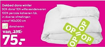 Aanbiedingen Dekbed dons winter 90% dons- 10% witte eendenveren - Huismerk - Leen Bakker - Geldig van 12/10/2014 tot 25/10/2014 bij Leen Bakker