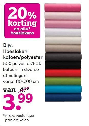 Aanbiedingen Bijv. hoeslaken katoen-polyester - Huismerk - Leen Bakker - Geldig van 12/10/2014 tot 25/10/2014 bij Leen Bakker