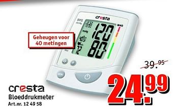 Aanbiedingen Bloeddrukmeter - Cresta - Geldig van 20/10/2014 tot 02/11/2014 bij Kijkshop
