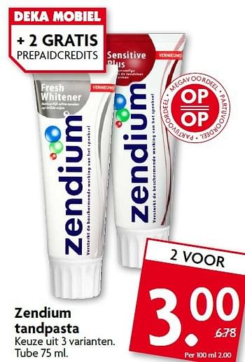 Aanbiedingen Zendium tandpasta - Zendium - Geldig van 26/10/2014 tot 01/11/2014 bij Deka Markt