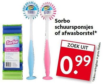 Aanbiedingen Sorbo schuursponsjes of afwasborstel - Sorbo - Geldig van 26/10/2014 tot 01/11/2014 bij Deka Markt