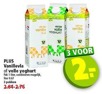 Aanbiedingen Plus vanillevla of volle yoghurt - Huismerk - Plus - Geldig van 19/10/2014 tot 25/10/2014 bij Plus