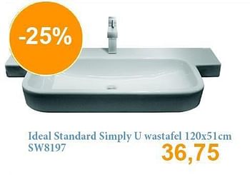 Aanbiedingen Ideal standard simply u wastafel 120x51cm sw8197 - Ideal Standard - Geldig van 01/10/2014 tot 31/10/2014 bij Sanitairwinkel