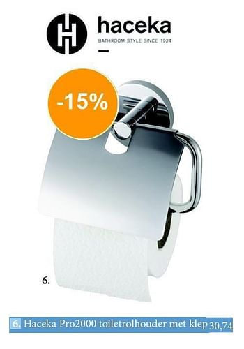 Aanbiedingen Haceka pro2000 toiletrolhouder met klep - Haceka - Geldig van 01/10/2014 tot 31/10/2014 bij Sanitairwinkel