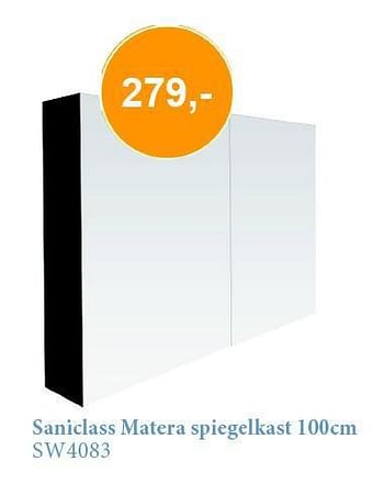 Aanbiedingen Saniclass matera spiegelkast 100cm sw4083 - Saniclass - Geldig van 01/10/2014 tot 31/10/2014 bij Sanitairwinkel