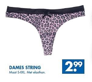 Aanbiedingen Dames string - Huismerk - Zeeman  - Geldig van 18/10/2014 tot 01/11/2014 bij Zeeman