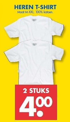 Aanbiedingen Heren t-shirt 2 stuks - Huismerk - Zeeman  - Geldig van 18/10/2014 tot 01/11/2014 bij Zeeman