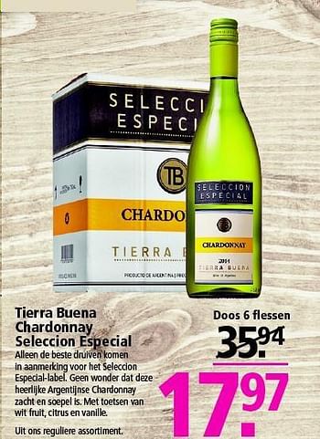 Aanbiedingen Tierra buena chardonnay seleccion especial - Witte wijnen - Geldig van 26/10/2014 tot 01/11/2014 bij Plus