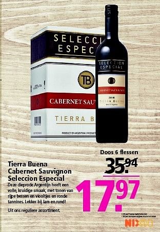 Aanbiedingen Tierra buena cabernet sauvignon seleccion especial - Rode wijnen - Geldig van 26/10/2014 tot 01/11/2014 bij Plus