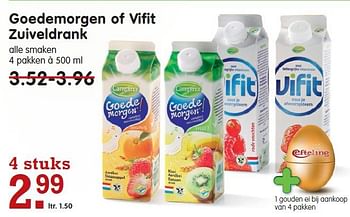 Aanbiedingen Goedemorgen of vifit zuiveldrank - Campina - Geldig van 26/10/2014 tot 01/11/2014 bij Em-té