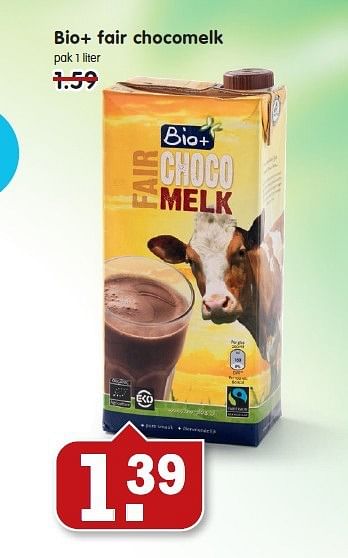 Aanbiedingen Bio+ fair chocomelk - Bio+ - Geldig van 26/10/2014 tot 01/11/2014 bij Em-té