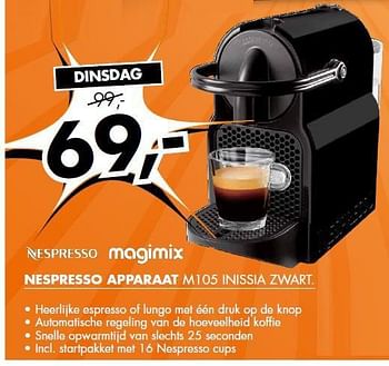 Aanbiedingen Nespresso apparaat m105 inissia zwart - Magimix - Geldig van 27/10/2014 tot 02/11/2014 bij Expert