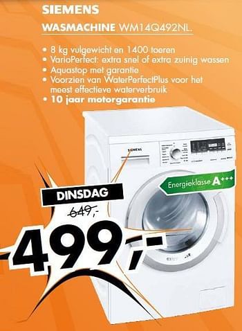 Aanbiedingen Siemens wasmachine wm14q492nl - Siemens - Geldig van 27/10/2014 tot 02/11/2014 bij Expert