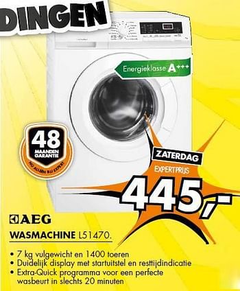 Aanbiedingen Aeg wasmachine l51470 - AEG - Geldig van 27/10/2014 tot 02/11/2014 bij Expert