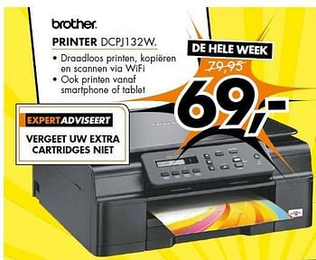 Aanbiedingen Brother printer dcpj132w - Brother - Geldig van 27/10/2014 tot 02/11/2014 bij Expert
