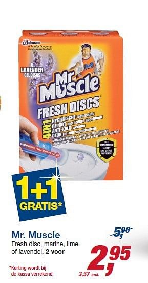 Aanbiedingen Mr. muscle fresh disc, marine, lime of lavendel - Mr. Muscle - Geldig van 22/10/2014 tot 04/11/2014 bij Makro