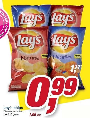 Aanbiedingen Lay`s chips - Lay's - Geldig van 22/10/2014 tot 04/11/2014 bij Makro