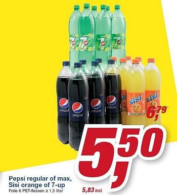 Aanbiedingen Pepsi regular of max, sisi orange of 7-up - Pepsi - Geldig van 22/10/2014 tot 04/11/2014 bij Makro