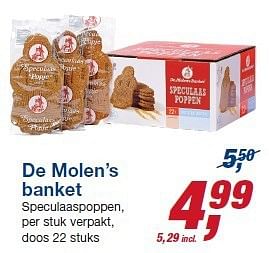 Aanbiedingen De molen`s banket speculaaspoppen, per stuk verpakt - De Molens Banket - Geldig van 22/10/2014 tot 04/11/2014 bij Makro