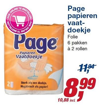 Aanbiedingen Page papieren vaatdoekje - Page - Geldig van 22/10/2014 tot 04/11/2014 bij Makro