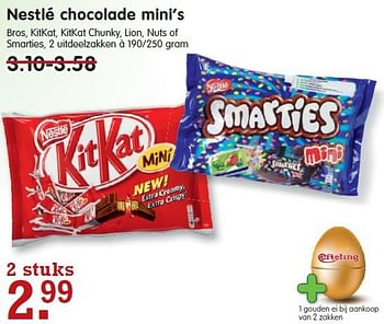 Aanbiedingen Nestlé chocolade mini`s - Nestlé - Geldig van 02/11/2014 tot 08/11/2014 bij Em-té