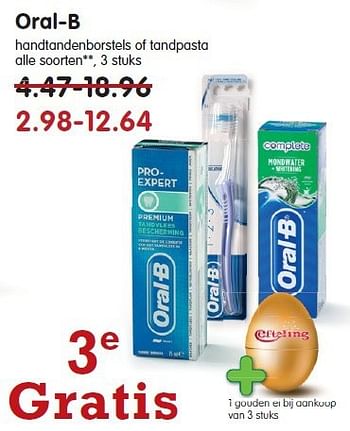 Aanbiedingen Oral-b handtandenborstels of tandpasta - Oral-B - Geldig van 02/11/2014 tot 08/11/2014 bij Em-té