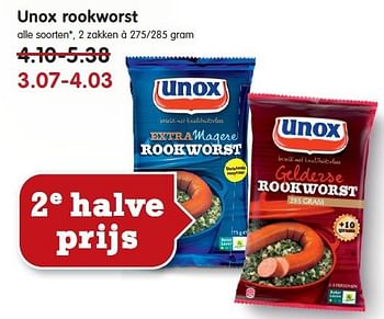 Aanbiedingen Unox rookworst - Unox - Geldig van 02/11/2014 tot 08/11/2014 bij Em-té