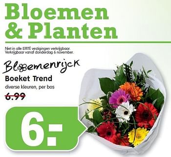 Aanbiedingen Boeket trend - Huismerk - Em-té - Geldig van 02/11/2014 tot 08/11/2014 bij Em-té