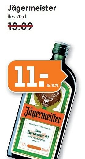 Aanbiedingen Jägermeister - Jagermeister - Geldig van 02/11/2014 tot 08/11/2014 bij Em-té