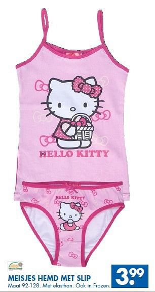 Aanbiedingen Meisjes hemd met slip - Hello kitty - Geldig van 01/11/2014 tot 15/11/2014 bij Zeeman